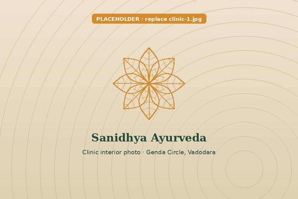 Inside Sanidhya Ayurveda clinic, Vadodara (placeholder photo)